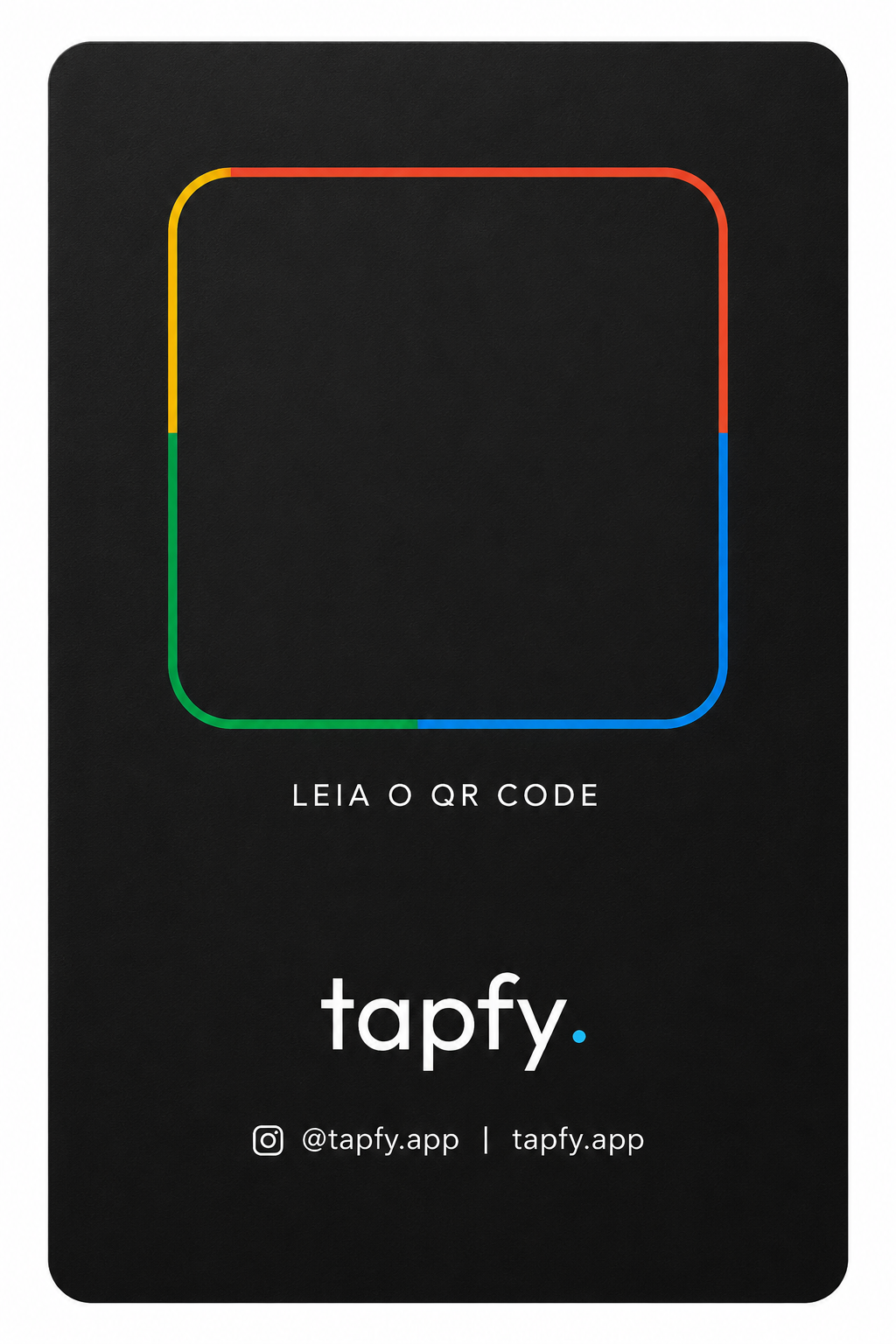 Verso do cartão Tapfy com QR Code personalizado
